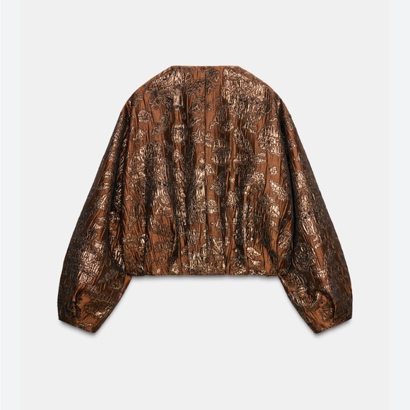 Zara Shimmering Copper Bomber Jacket - Picture 2 of 7